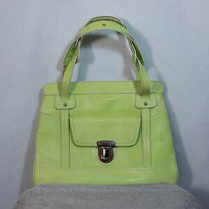 Maxx New York Lizard Embossed Leather Handbag Light Green Medium Size